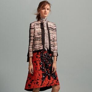 ◇$3,900 OSCAR DE LA RENTA TWEED MULTI JACKET US 14 L